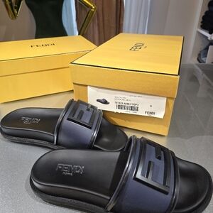 Fendi Men's Black Slides Size 7.